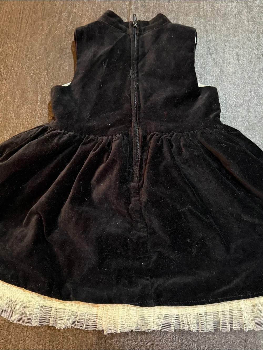Harajuku Girls Black Velvet Formal Dress with Ivory Lace Bib Sz 2T